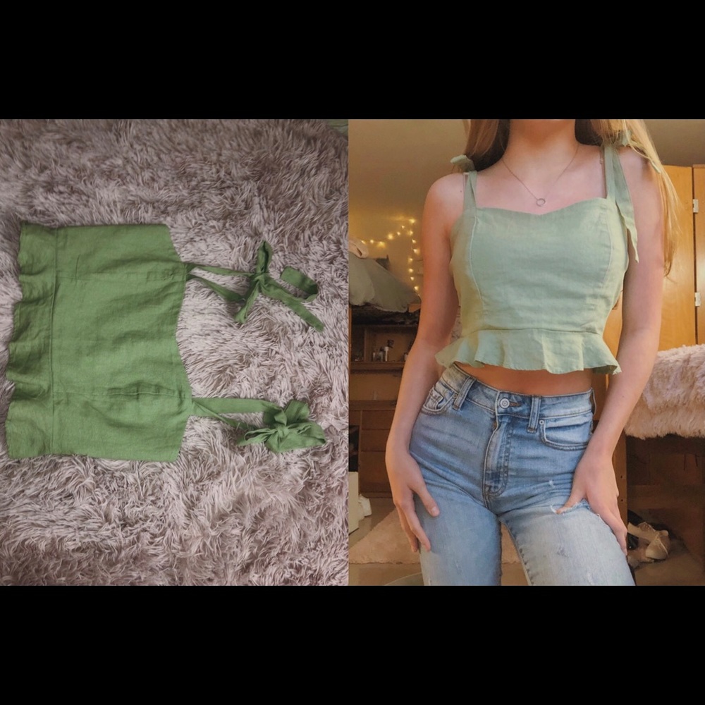 Green cropped shirt
